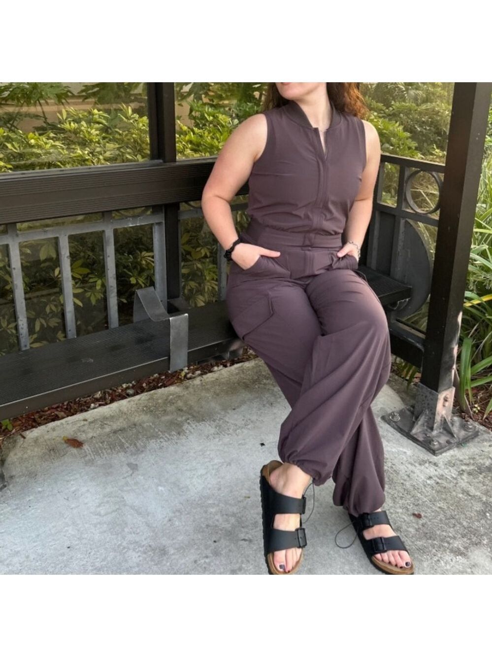 ATHLETA BROOKLYN UTILITY BAGGY JUMPSUIT Relax fit Color Shale Dusty Purple 14P - Picture 4 of 17